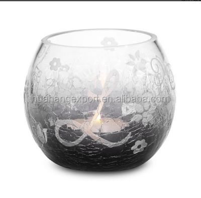 China Wholesale Home Decoration Round 3-1/2-Inche Black Glass Candle Holder, Candle Jar For Home Decor for sale