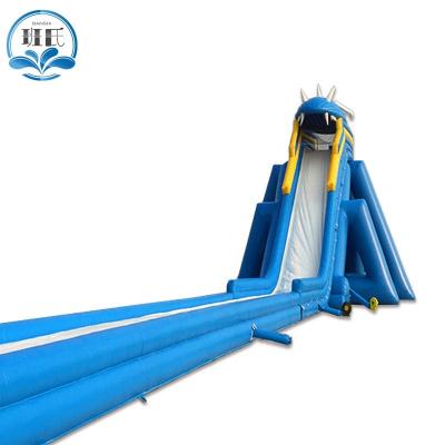 China Waterproof 15m tall commercial tall inflatable water slide with swimming pool for adults. for sale