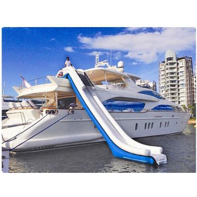 China Waterproof blue and white inflatable water yacht slide for the sea. for sale