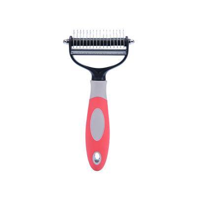 China Viable Pet Cleaning Two Color Dual Function Choice Dog Hair Knot Cleaning Floating Comb for sale