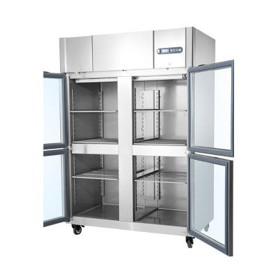 China Single-temperature Commercial Refrigerator Stainless Steel Door Four Glass Freezer Fridge Price Double Temperatures for sale