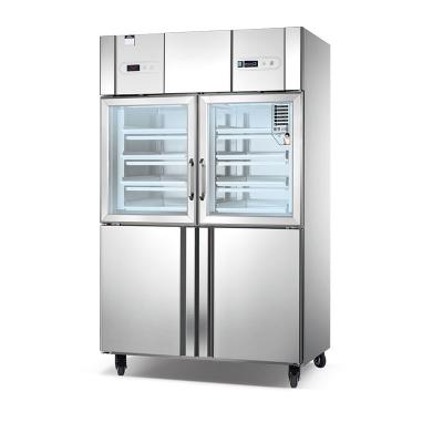 China Single-temperature Commercial Refrigerator Stainless Steel Door Four Glass Freezer Fridge Price Double Temperatures for sale