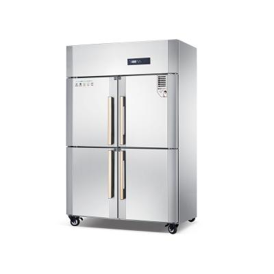 China Commercial Vertical Single-temperature Stainless Steel 4-Door Restaurant Fridge Freezer and Half Freezer Half Freezer Refrigerator Freezer Para Helad for sale