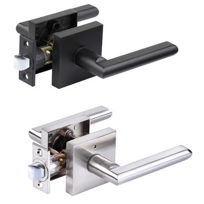 China Black GLOBE Bathroom Interior Door Locks Matt Door Handle Lever Square Zinc Alloy Privacy Lock LL988 for sale