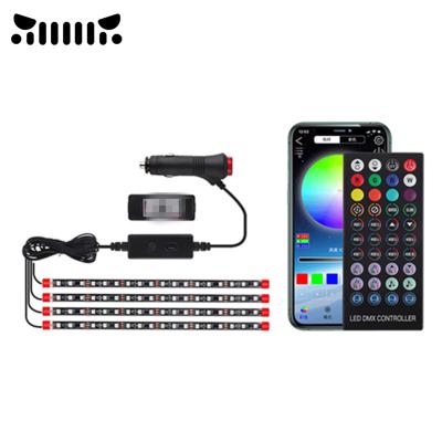 China Decorative Music Rhythm Silicone APP Control RGB 5050 4x18SMD LED Lamp Strip Car Light 12V RGB USB Interior Car With Remote Controller for sale