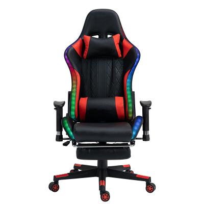 China (Size) High Quality Adjustable RGB Gaming Rocking Chair Racing Style Gaming Chair Silla Gamer With Footrest for sale