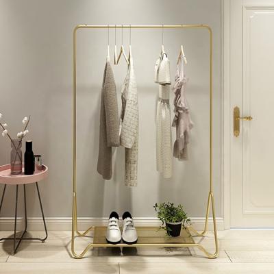 China Detachable Simple Bedroom Metal Coat Hanger Portable Free Standing Rack With Shoe Storage Shelf for sale