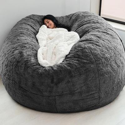 China Dropshipping Lazy Removable Washable Fur Bean Bag Bed Cover For Giant Sofa Coat 7FT Comfortable Living Room Furniture Relax for sale