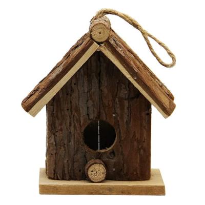 China Custom Handmade Outdoor Natural Wooden Bird Plant Hut House Hanging Decoration for sale