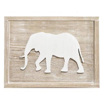 China Handmade Premium Quality Natural Wood Grain Carving Elephant Shape Animal Baby Room Decor for sale