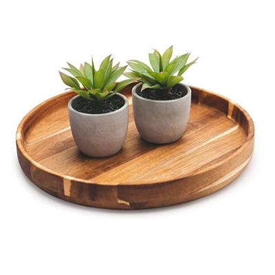 China Hot Selling Eco-friendly Minimalist Acacia Style Brown Round Wooden Ornaments Large Christmas Decorative Tray for sale