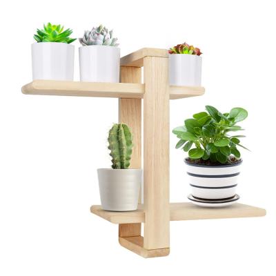 China Modern Natural Wood Creative Wall Shift Floating Adjustable Storage Design Display Stand for sale