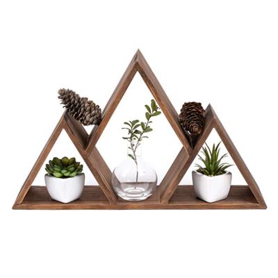 China Floating Storage Plant Home Decor Mountain Book Wall Storage Triangle Shelf for sale