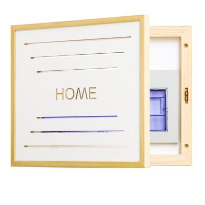 China Factory direct stocked wall art framed meter box hole plate block solid wood creative electric meter box for sale