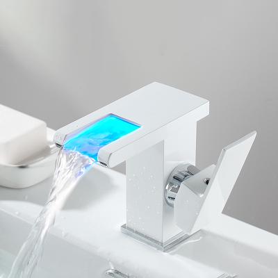 China Thermostatic Faucets LED White Color Changing Bathroom Faucet for sale