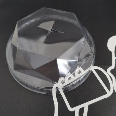 China Fornecido livremente amostra PET/RPET plástico de cúpula plana de diamantes inserir tampas para copo de bebida fria à venda