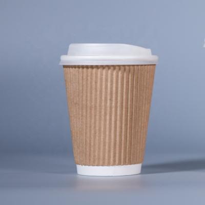 China 10oz Custom Order PLA Ripple Wall Paper Cup for Takeaway Drinks for sale