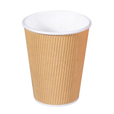 China Koffiekoppen 12oz Dubbele wand wegwerpbare op maat gedrukte Ripple Kraft Cup Te koop