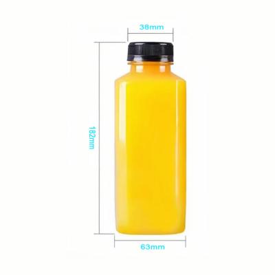 China 250ml 350ml 500ml PP plástico resistente ao calor garrafas de bebida quadradas com tampa OEM/ODM à venda