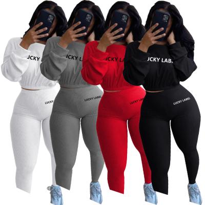 China 2021 Two Piece Crop Hoodie Breathable Top Stacked Sweatpants Set Women Ladies 2 Pieces Ouftits Set Clothing for sale