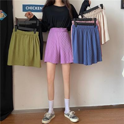 China Wholesale Pleated Polyester Loose Summer Casual High Waist Shorts QUICK DRY For Women for sale