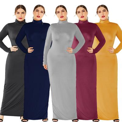 China Wholesale Breathable Polyester Women Long Sleeve Muslim Casual Ladies Long Maxi Plus Size Dress for sale