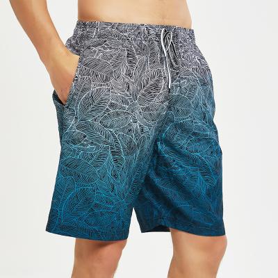 China Quick Dry Printed Men Swim Summer Drawstring Casual Breathable Pocket Gradient Beach Shorts for sale