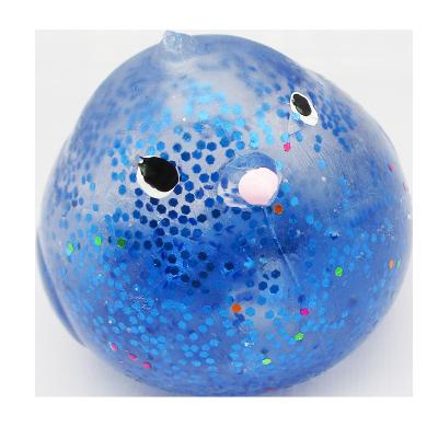 China Widely Used R-186 TPR Anti Stress Toys Compression Sticky Squishy Toy Chick With Glitters Water Ball Slow Rising for sale