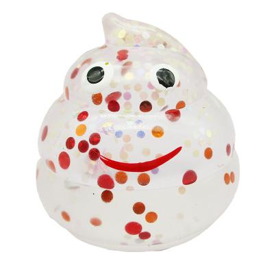 China Widely Used D-189 TPR Toy Face Expression Shark Stress Squeeze Sticky Squishy Shit With Glitters Water Ball Slow Rising for sale