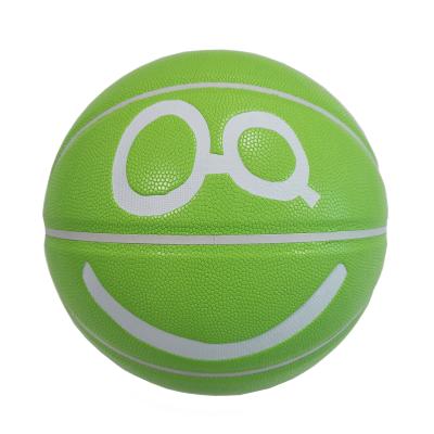 China Basketball Training and Practicing Customize Own Size 7 Indoor Outdoor Basketball Smiley Logo Basketball Ball PU Leather Compounds for sale