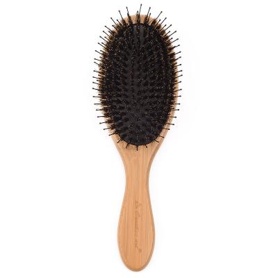 China Hot Selling Bamboo Hair Cushion Padddle Eco-friendly Oval Hair Brush and Customer Natural Bamboo Hair Brush for sale