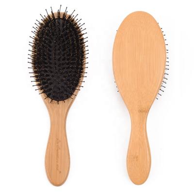 China Hot Selling Bamboo Hair Cushion Padddle Eco-friendly Oval Hair Brush and Customer Natural Bamboo Hair Brush for sale