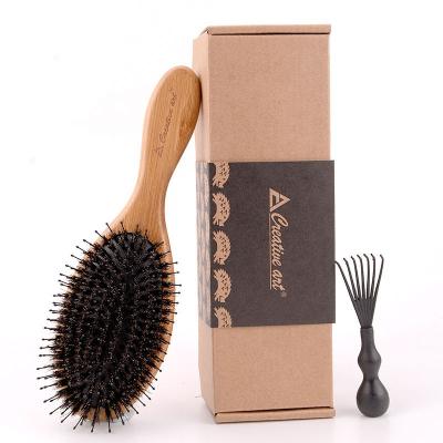 China Hot Selling Bamboo Cushion Hair Paddle Brush and Customer Eco-friendly Natural Bamboo Cushion Padddle Oval Hairbrush for sale