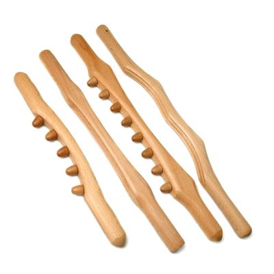 China Spine Wood Wooden Cervical Exercise Roller Shoulder Roller Massager Wooden Massage Roller With Rolling Massage Tools for sale