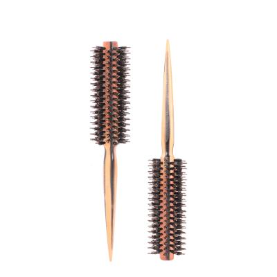 China 2021 Barber Brush Wooden Round Bamboo Hair Brush With Boar Hair Salon Accessories for sale