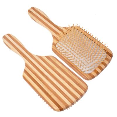 China Eco-friendly Cushion Top Quality Custom Logo Zebra Bars Paddle Massage Bamboo Hair Brush for sale