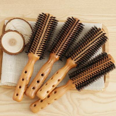 China Nondisposable Salon Round Brushes For Professional Home Use Logo Boar Hair Bristle Round Brush Custom Logo Round Brush for sale