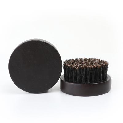 China Hot Selling Black Wooden Cushion Men's Round Beard Brush With Logo Shaving Brush Custom Soft Bristle Beard for sale