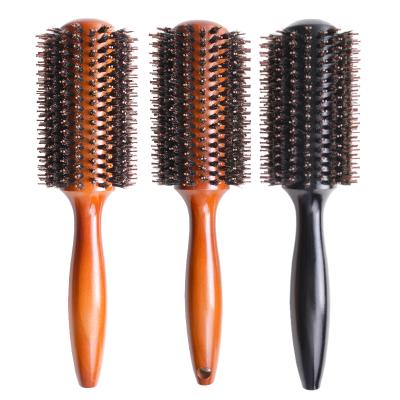 China 2022 New Arrival Nondisposable Hairbrush Rolling Around Wooden Hair Brush Salon Round Brushes For Professional Hair With Logo With Handle for sale