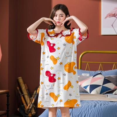 China Fashion Color Printing New Plus Size Nightgown QUICK-DRY Long-Sleeved Spicy Loose Nightgown for sale