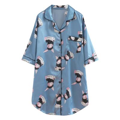 China QUICK DRY fashion cartoon sleepwear women's silk edging pajamas satin pajamas for sale