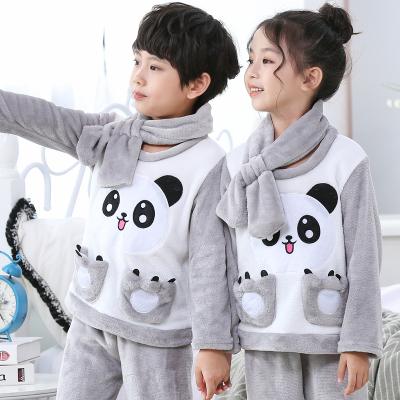 China Casual Kids Totoro/Girl/Boy Bear/Rabbit Flannel Pajamas Suit Winter Kid's Cute Sleepwear Set Cartoon Home O-Neck Long Sleeve Pajamas for sale