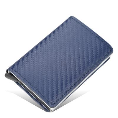 China RFID Ultra Slim Minimalist Carbon Fiber Card Holder Wallet Credit Card Holder PU Leather Slim RFID ID Card Holder Wallet for sale