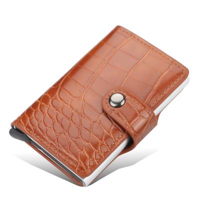 China Hot Sale RFID Top Wallet PU Cowhide Custom Aluminum Faux Leather Leather OEM Wholesale Card Holder Rfid Blocking for sale