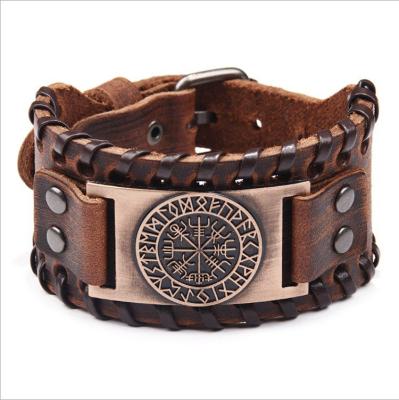 China 2022 New Arrival Eco-Friendly Men's Handmade Jewelry Vintage Braided Leather Bracelet Genuine Leather Adjustable Leather Bracelet for sale