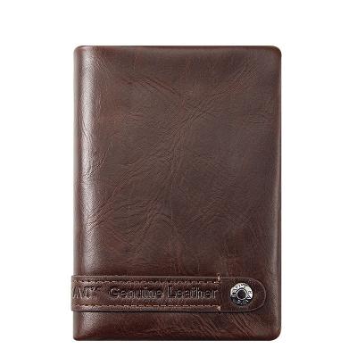 China Anti-theft Handmade Genuine Leather Wallet For Money Minimalist Clip Crazy Horse Vintage Card Holder Men's Short Wallet for sale