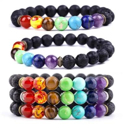 China Fashion Chuanfan 8mm Handmade Natural Stone Lava Tiger Eye healing Yoga bracelet Aromatherapy Essential Oil Diffuser Stainless Steel for sale