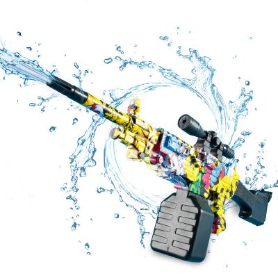 China Automatic Power-In Case Protection Electronic Water Gun With Graffiti Pattern Water Gun Automatic Firing Range Along Electric Squirt Gun For Adults for sale