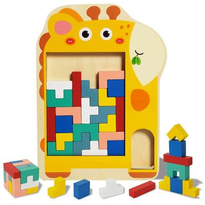 China Good Early Education Selling Multifunctional Wooden Tetris Building Block Giraffe For Babies Early Education for sale