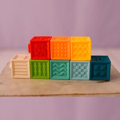 China Hot Selling Toys Gift Building Block 8PCs Rubber For Soft PVC Toy Building Blocks Early Education Funny Baby for sale